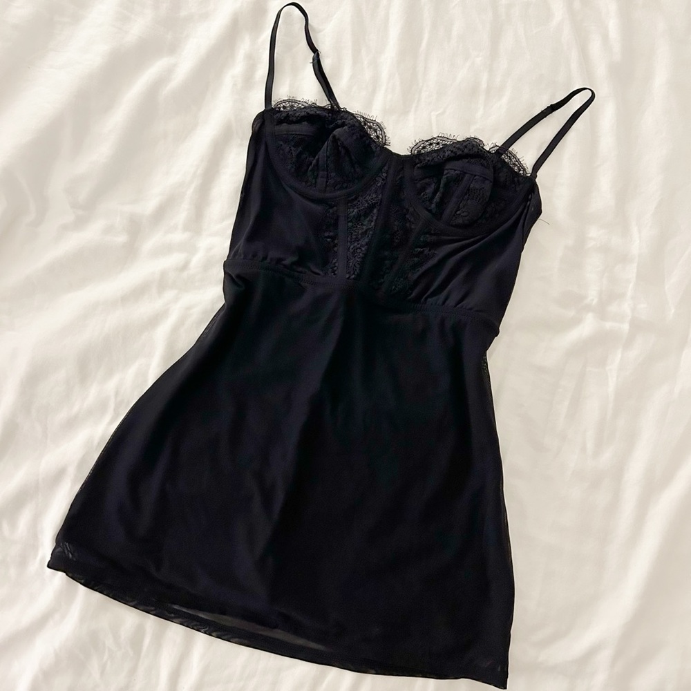 Urban Outfitters Black Lace Bustier Dress